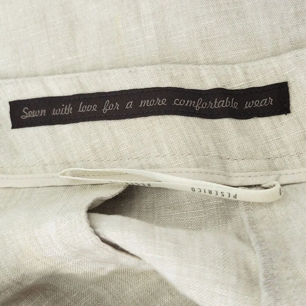 PeseRico Sign Women’s Linen Bermuda Shorts Size 42 Natural Linen Made in Italy